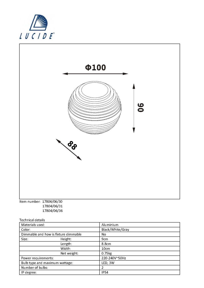 AYO - Nástenné svietidlo - LED 2x3W IP54 - sivá